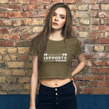 Load image into Gallery viewer, Care Givers Support Down Syndrome Awareness Women’s Crop Tee