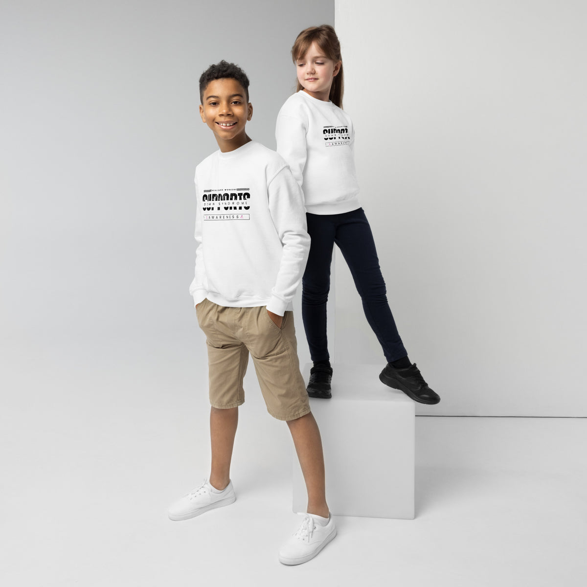 Healthcare Workers Support Down Syndrome Awareness Youth crewneck sweatshirt