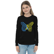 Load image into Gallery viewer, Down Syndrome Awareness Month Butterfly Youth Long Sleeve Tee (Unisex)