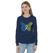 Load image into Gallery viewer, Down Syndrome Awareness Month Butterfly Youth Long Sleeve Tee (Unisex)