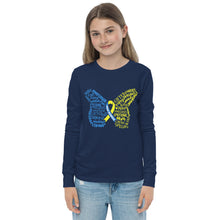 Load image into Gallery viewer, Down Syndrome Awareness Month Butterfly Youth Long Sleeve Tee (Unisex)