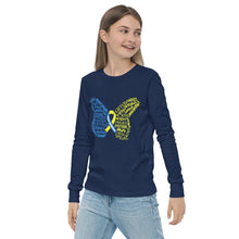 Load image into Gallery viewer, Down Syndrome Awareness Month Butterfly Youth Long Sleeve Tee (Unisex)