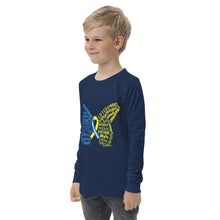 Load image into Gallery viewer, Down Syndrome Awareness Month Butterfly Youth Long Sleeve Tee (Unisex)
