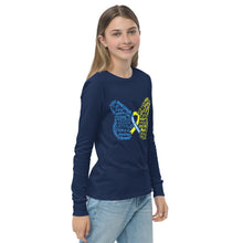 Load image into Gallery viewer, Down Syndrome Awareness Month Butterfly Youth Long Sleeve Tee (Unisex)