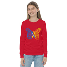 Load image into Gallery viewer, Down Syndrome Awareness Month Butterfly Youth Long Sleeve Tee (Unisex)