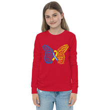 Load image into Gallery viewer, Down Syndrome Awareness Month Butterfly Youth Long Sleeve Tee (Unisex)