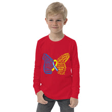 Load image into Gallery viewer, Down Syndrome Awareness Month Butterfly Youth Long Sleeve Tee (Unisex)