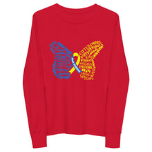 Load image into Gallery viewer, Down Syndrome Awareness Month Butterfly Youth Long Sleeve Tee (Unisex)