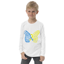 Load image into Gallery viewer, Down Syndrome Awareness Month Butterfly Youth Long Sleeve Tee (Unisex)