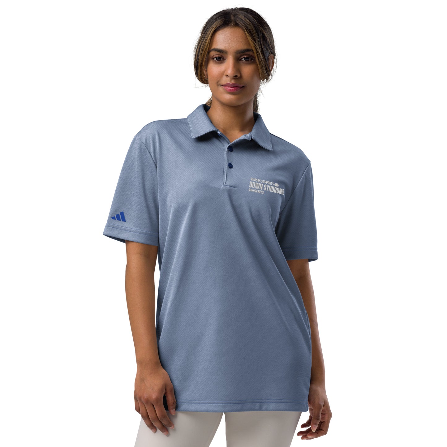 Nurses Supports Down Syndrome adidas space-dyed polo