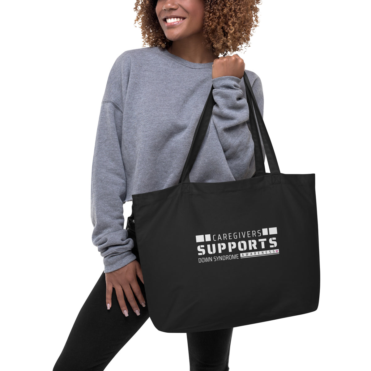 Care Givers Support Dawn Syndrome Awareness Large organic tote bag