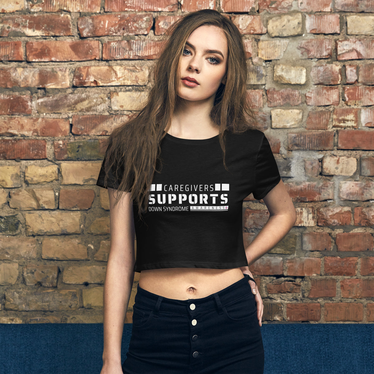 Care Givers Support Down Syndrome Awareness Women’s Crop Tee