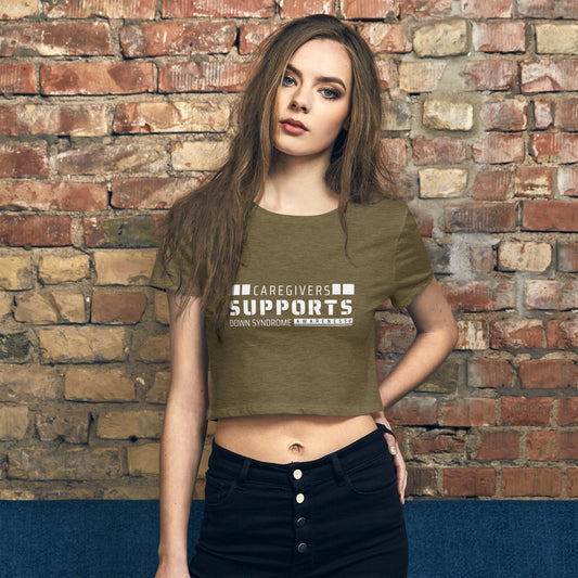 Care Givers Support Down Syndrome Awareness Women’s Crop Tee