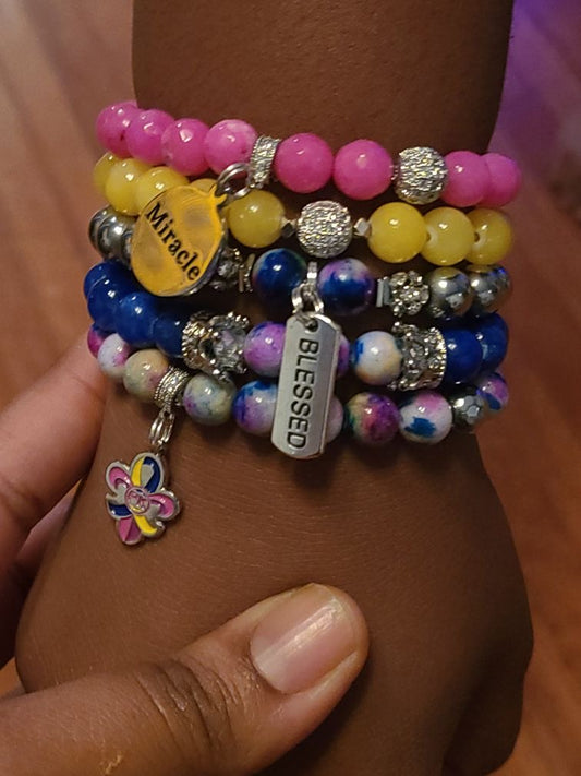 Down Syndrome Children Stacked Bracelet