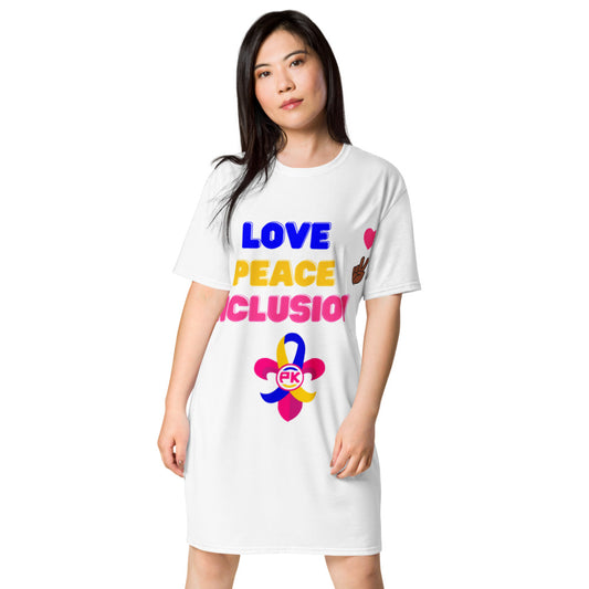 Love Peace Inclusion T-shirt Dress (Plus Size)