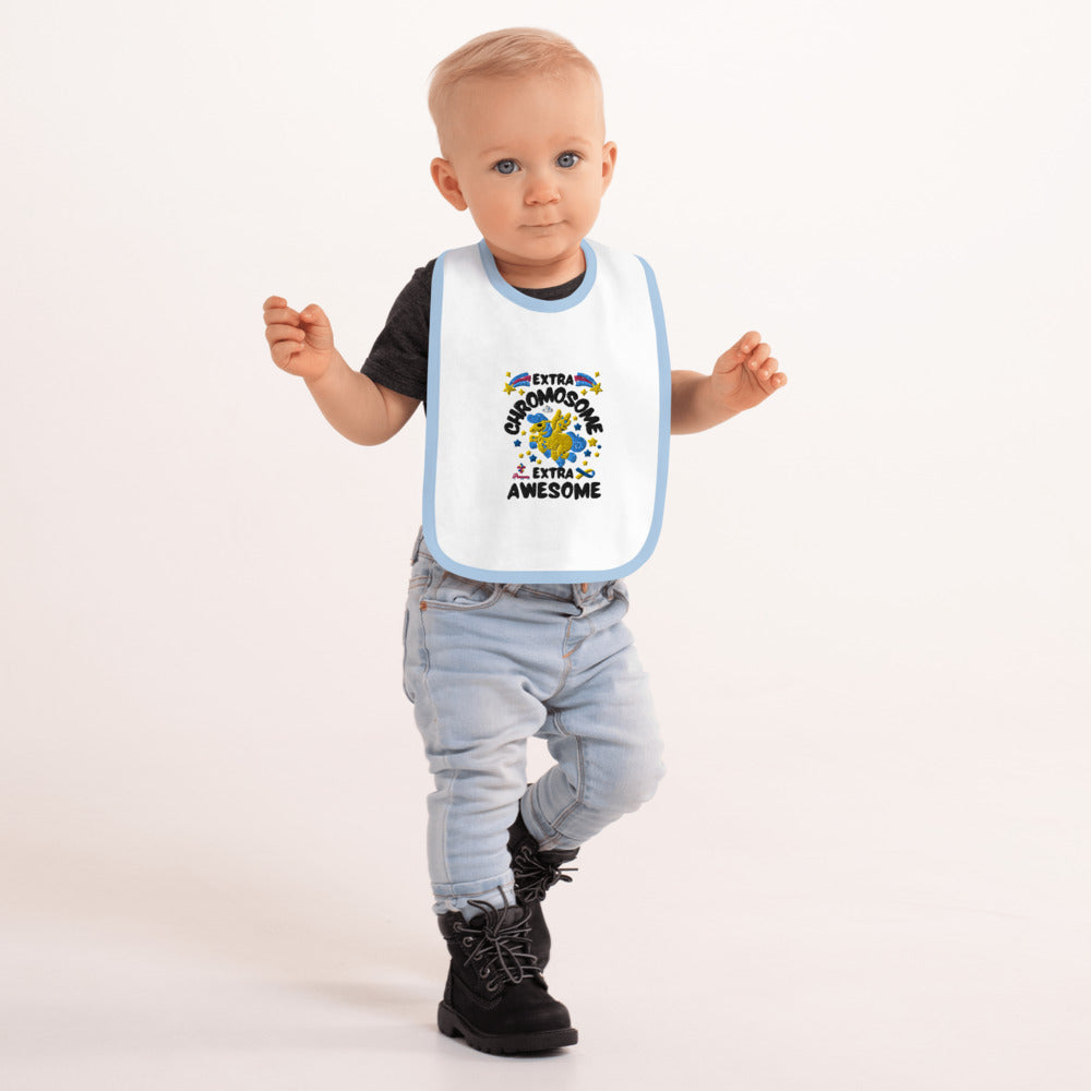 Extra Chromosome Extra Awesome Embroidered Baby Bib