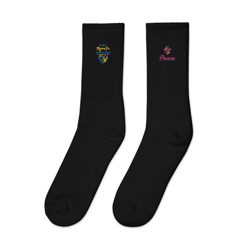 Plus 1 Means I'm Awesome Embroidered socks