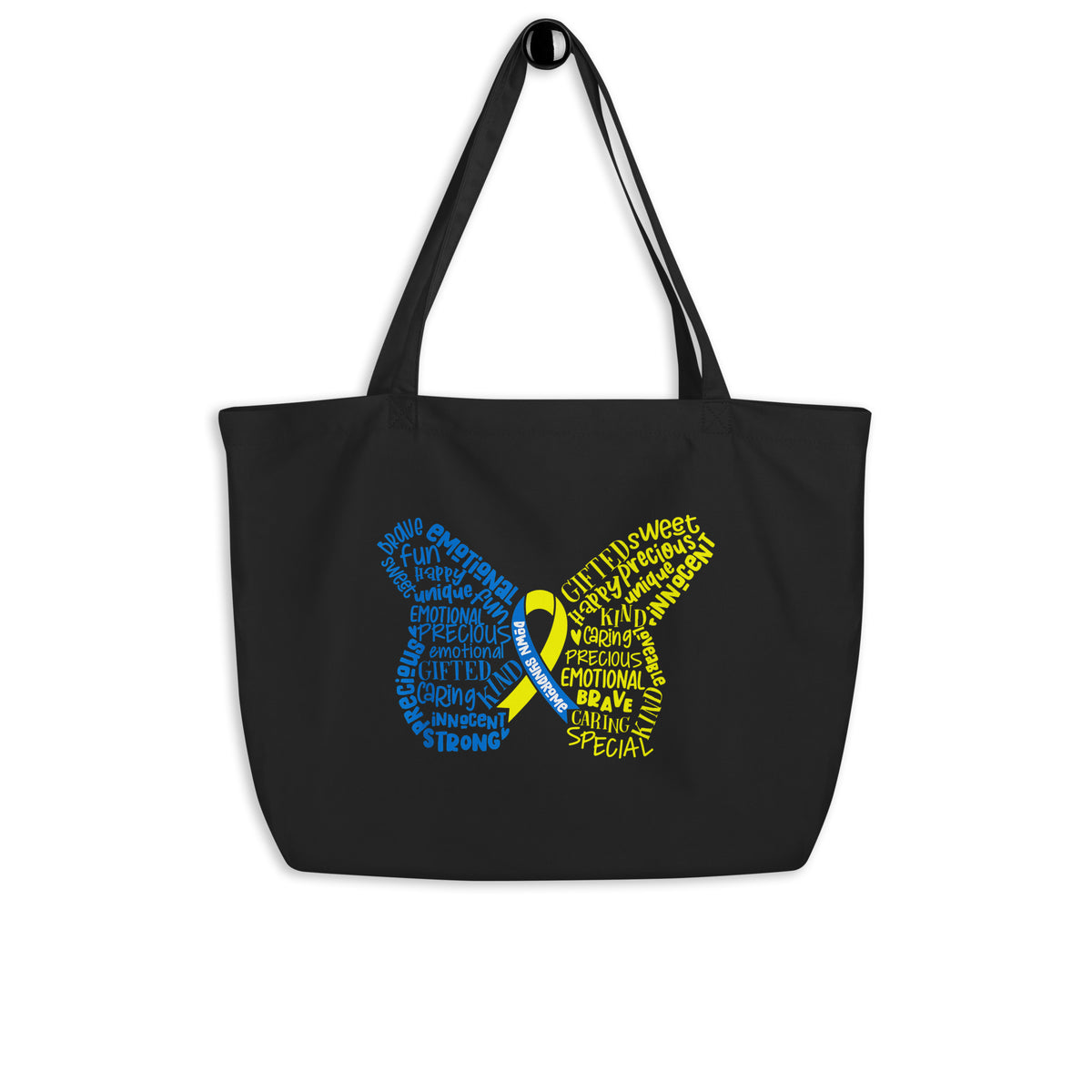 Down Syndrome Awareness Butterfly Large Organic Tote Bag