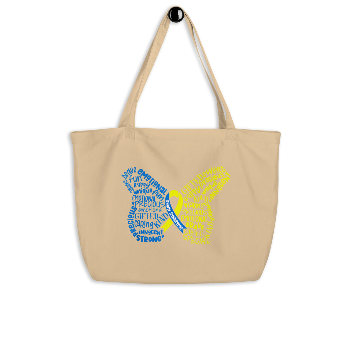 Down Syndrome Awareness Butterfly Large Organic Tote Bag