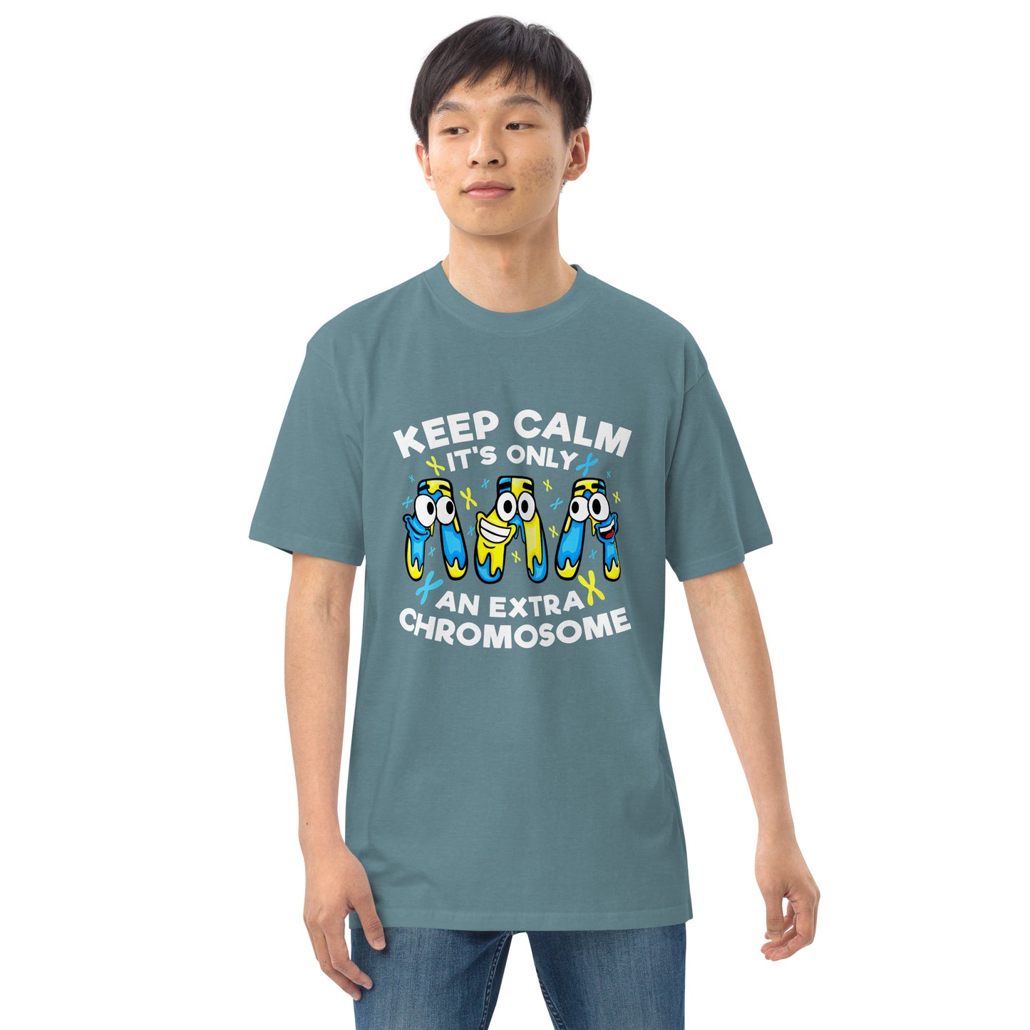 Keep Calm It's Only Extra Chromosome Men’s Premium Heavyweight Tee