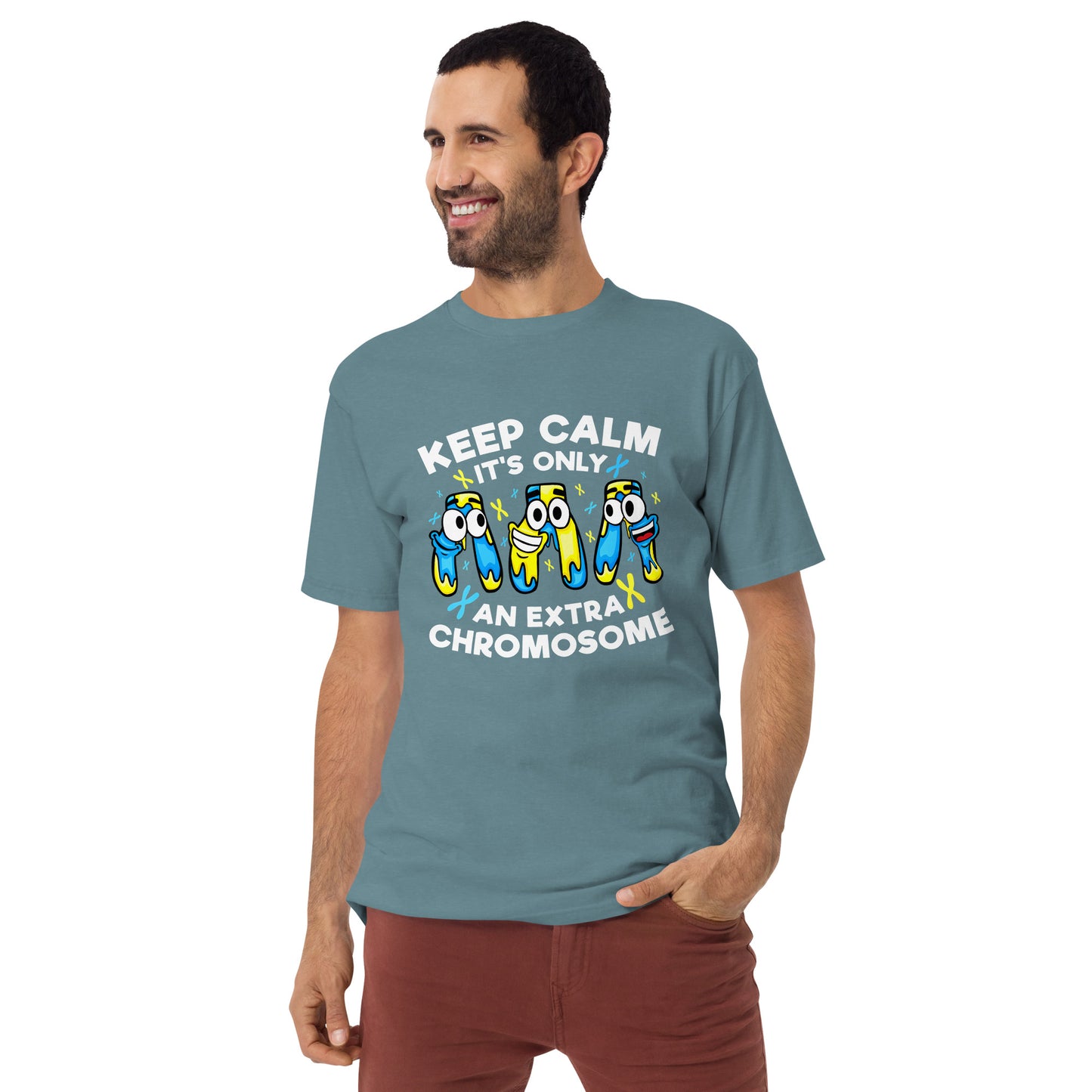 Keep Calm It's Only Extra Chromosome Men’s Premium Heavyweight Tee