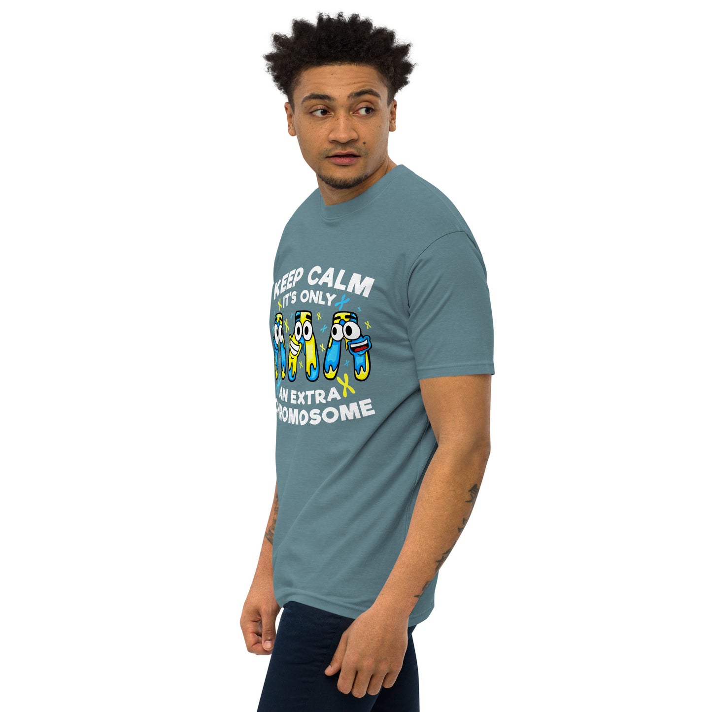 Keep Calm It's Only Extra Chromosome Men’s Premium Heavyweight Tee