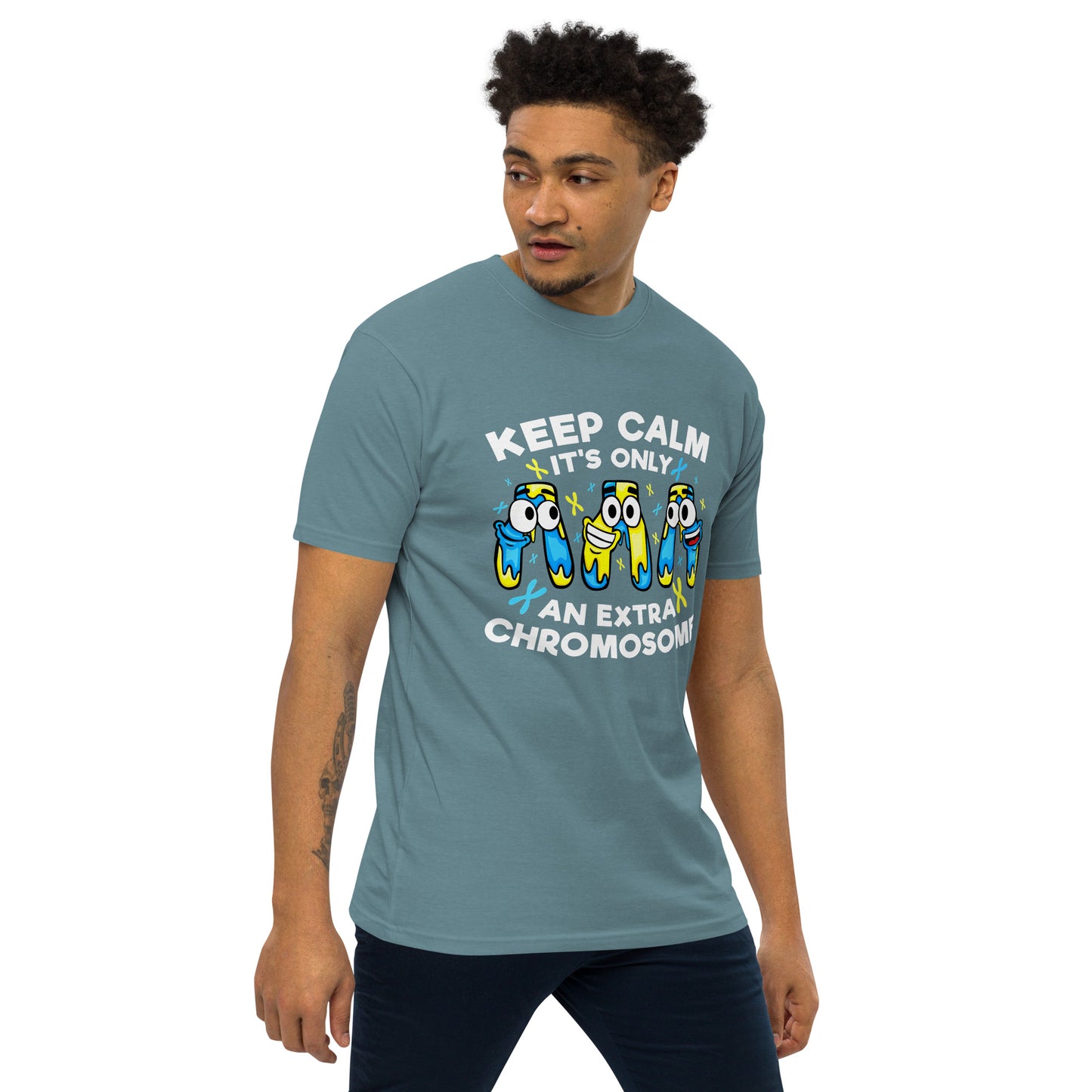 Keep Calm It's Only Extra Chromosome Men’s Premium Heavyweight Tee