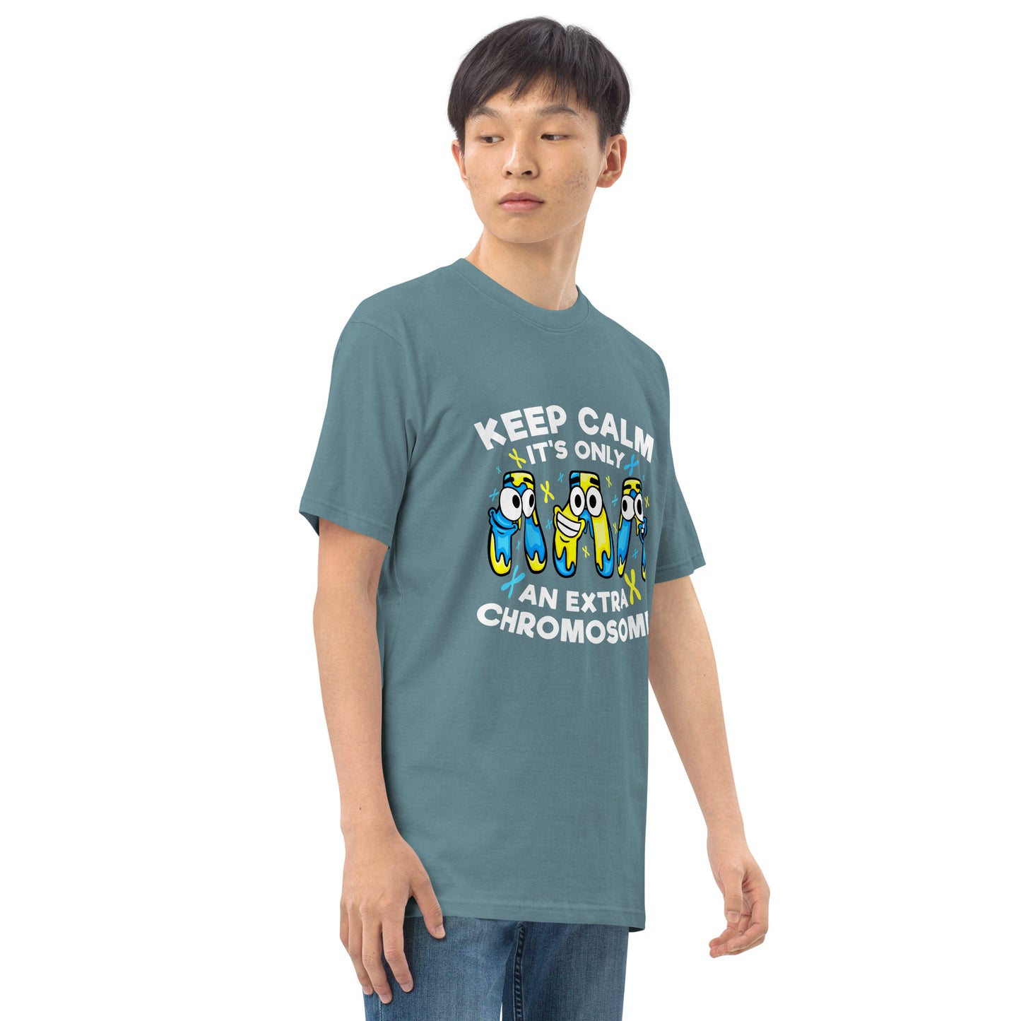 Keep Calm It's Only Extra Chromosome Men’s Premium Heavyweight Tee