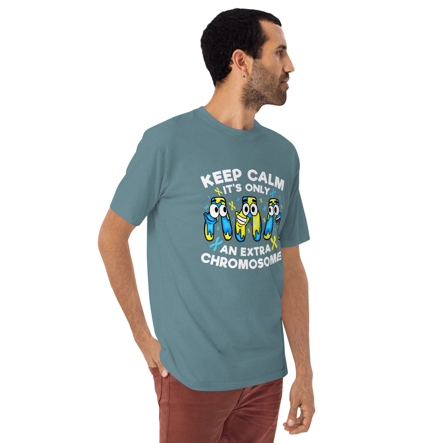 Keep Calm It's Only Extra Chromosome Men’s Premium Heavyweight Tee