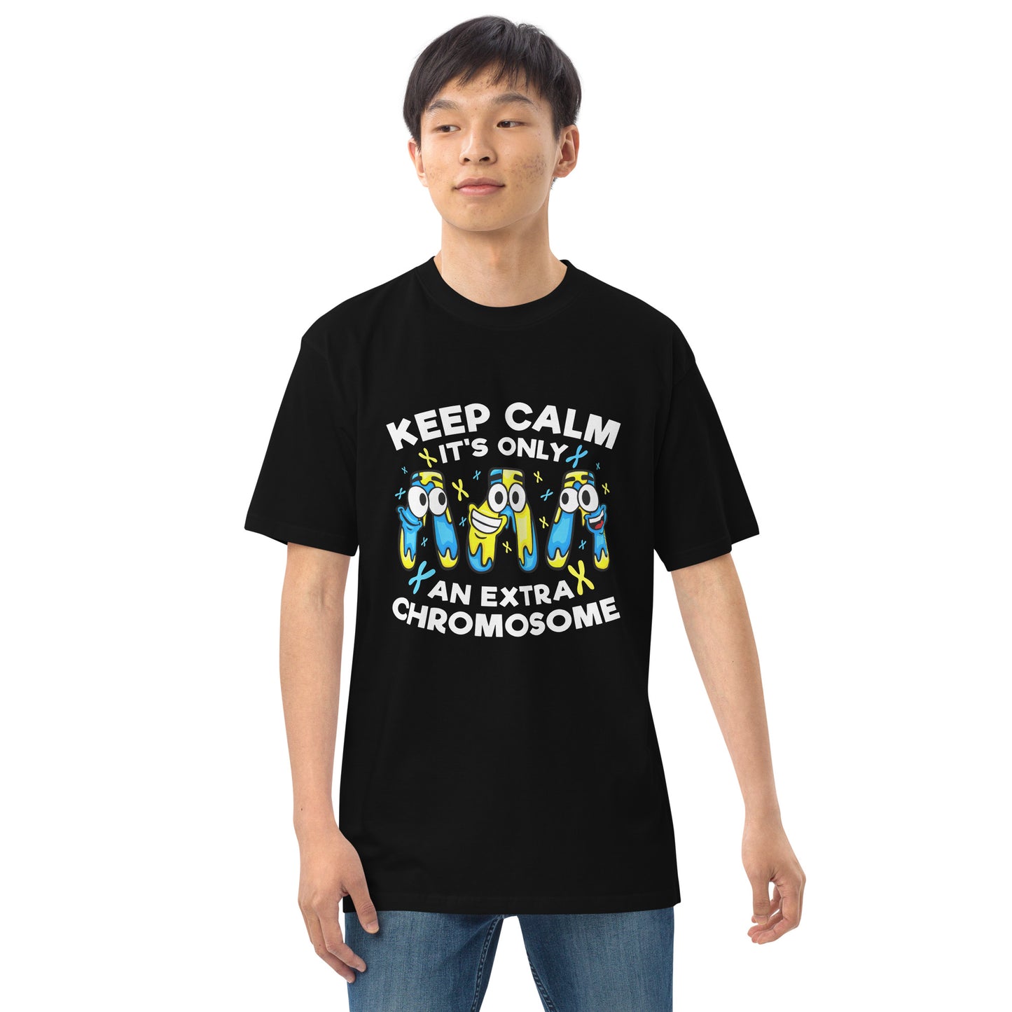 Keep Calm It's Only Extra Chromosome Men’s Premium Heavyweight Tee