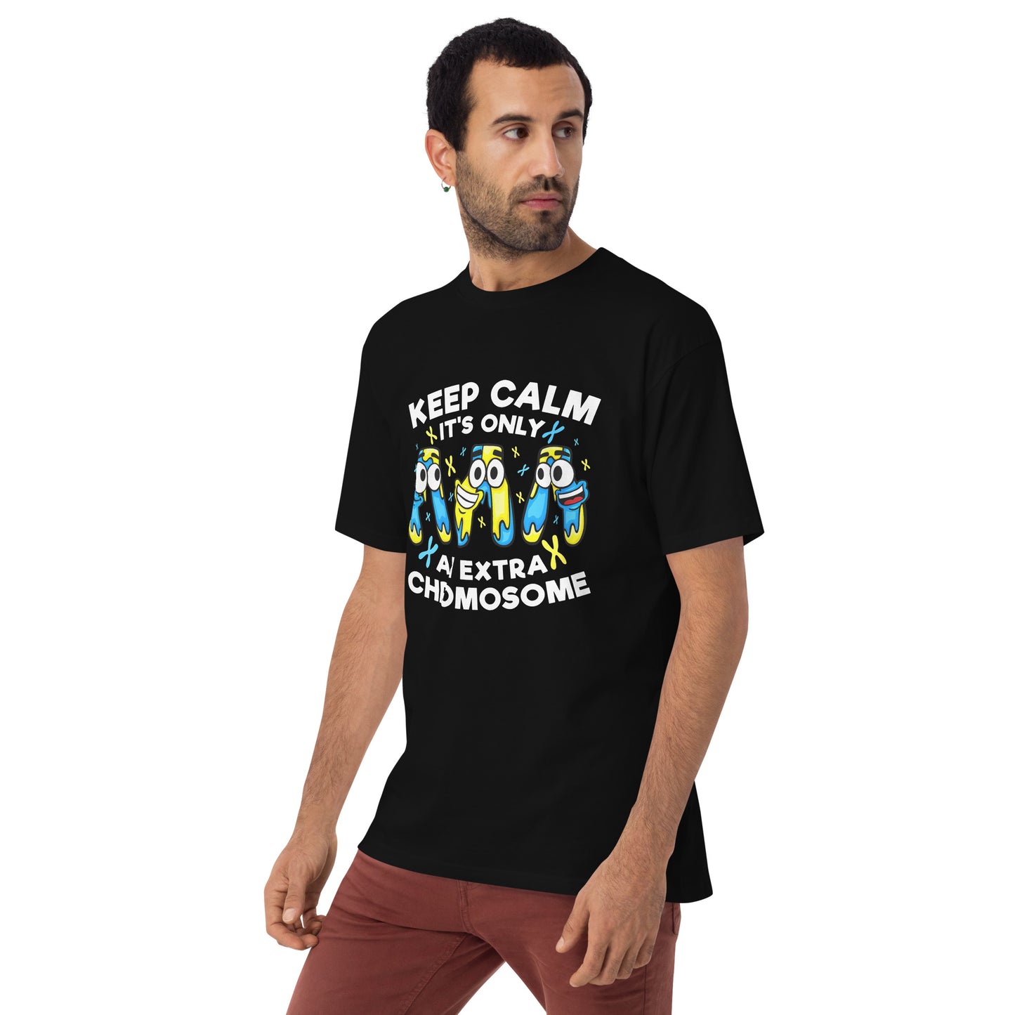 Keep Calm It's Only Extra Chromosome Men’s Premium Heavyweight Tee