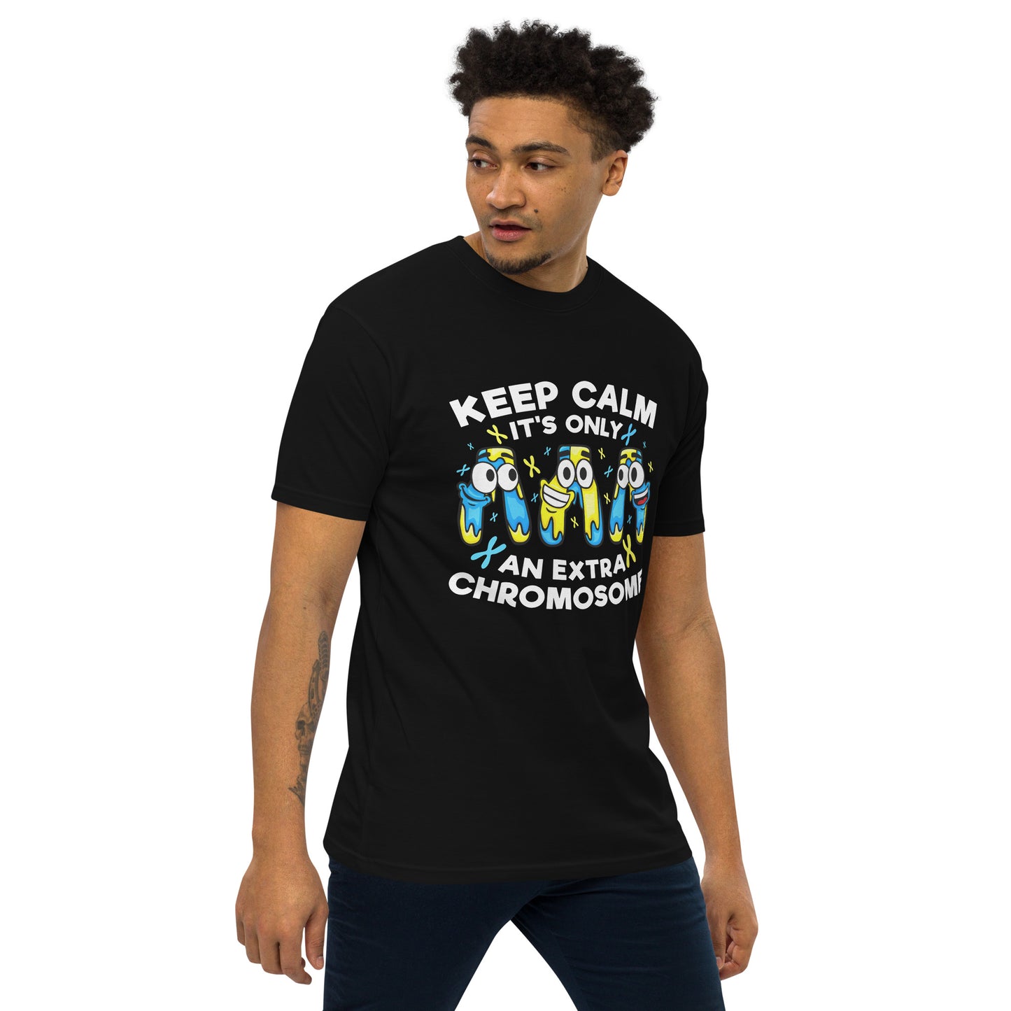 Keep Calm It's Only Extra Chromosome Men’s Premium Heavyweight Tee