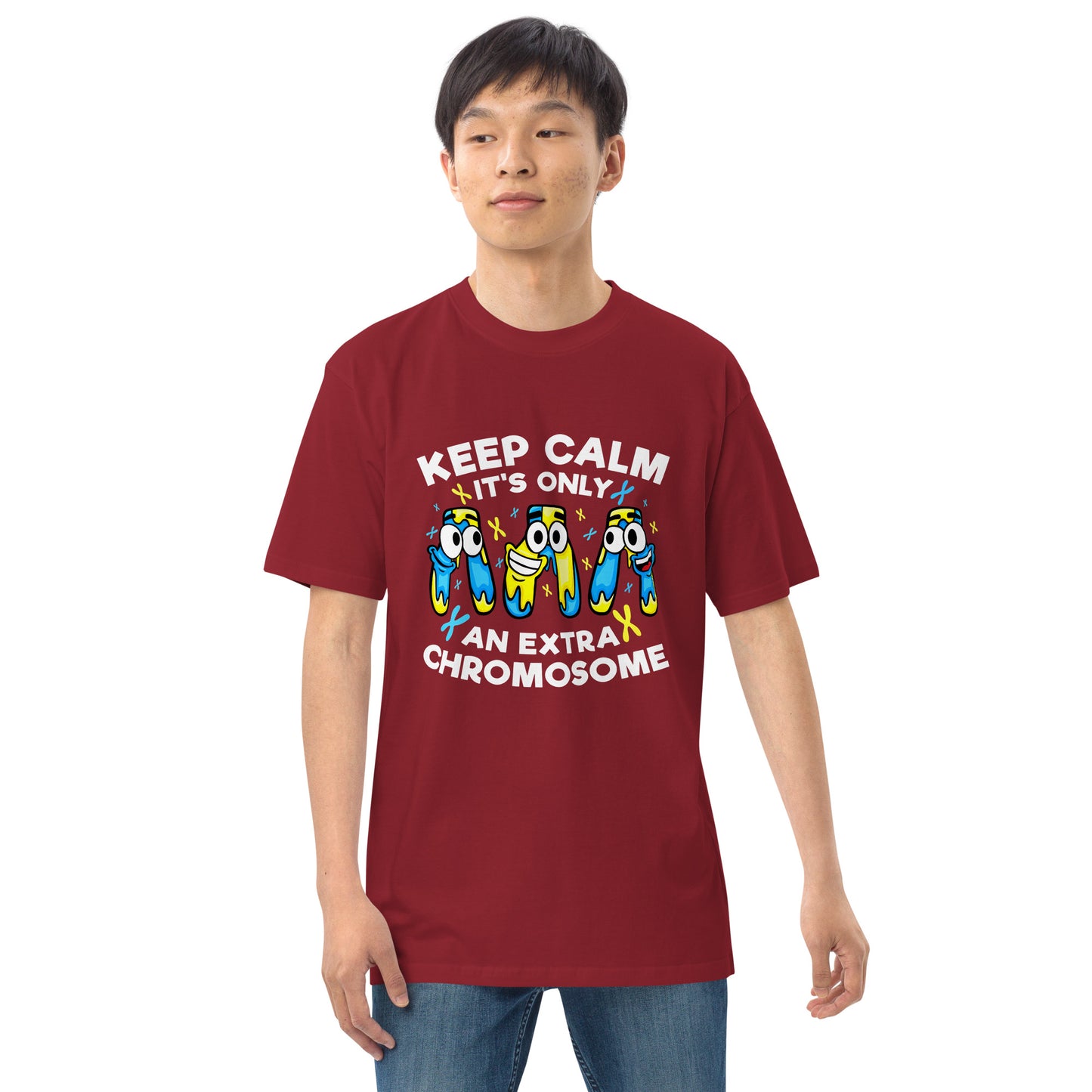 Keep Calm It's Only Extra Chromosome Men’s Premium Heavyweight Tee