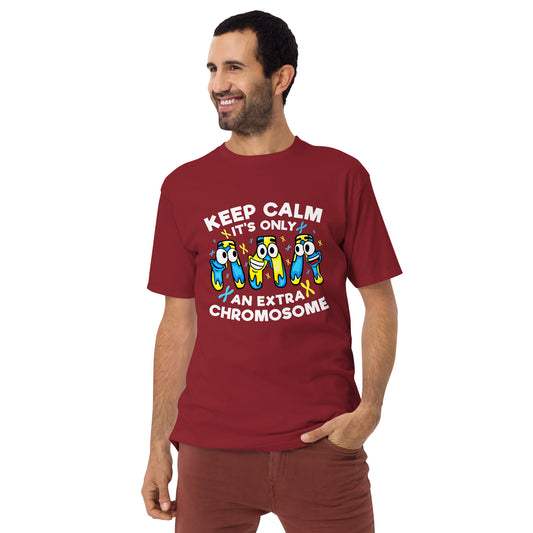 Keep Calm It's Only Extra Chromosome Men’s Premium Heavyweight Tee