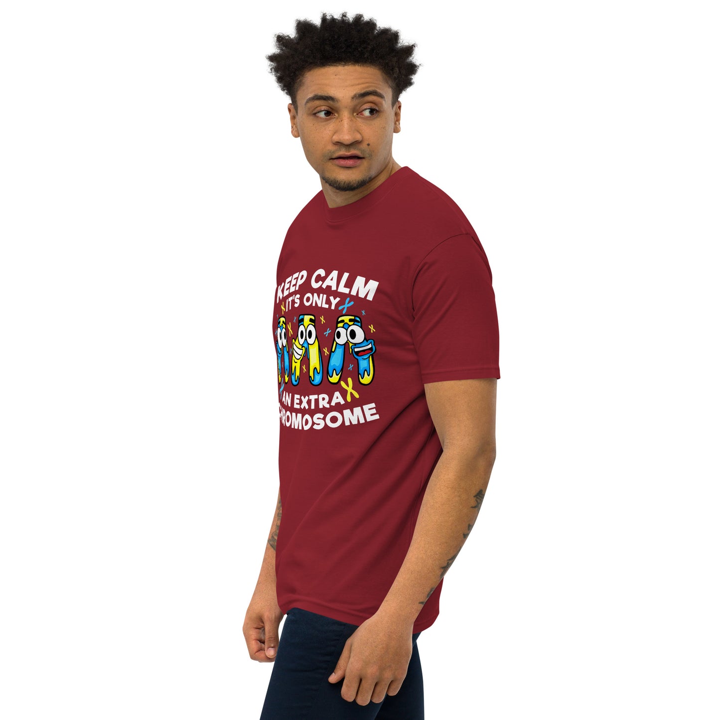 Keep Calm It's Only Extra Chromosome Men’s Premium Heavyweight Tee