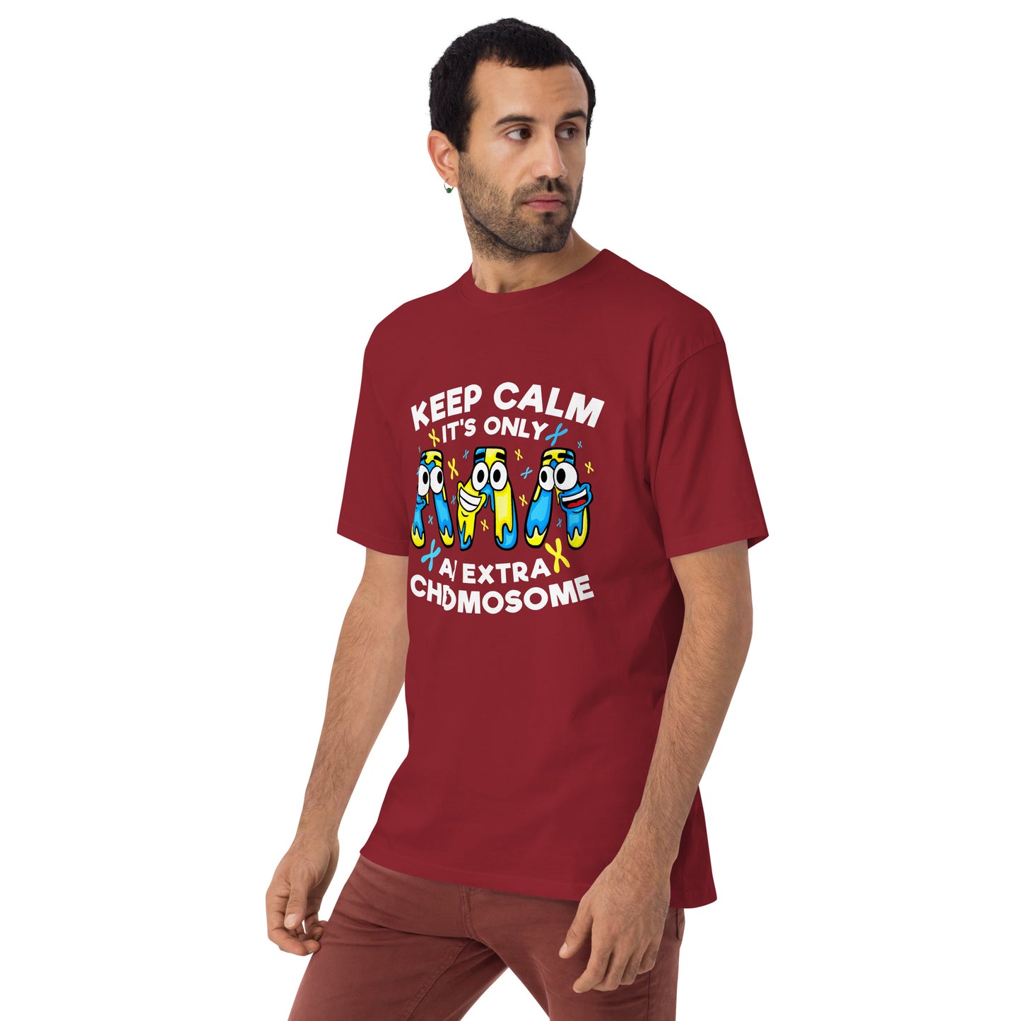 Keep Calm It's Only Extra Chromosome Men’s Premium Heavyweight Tee