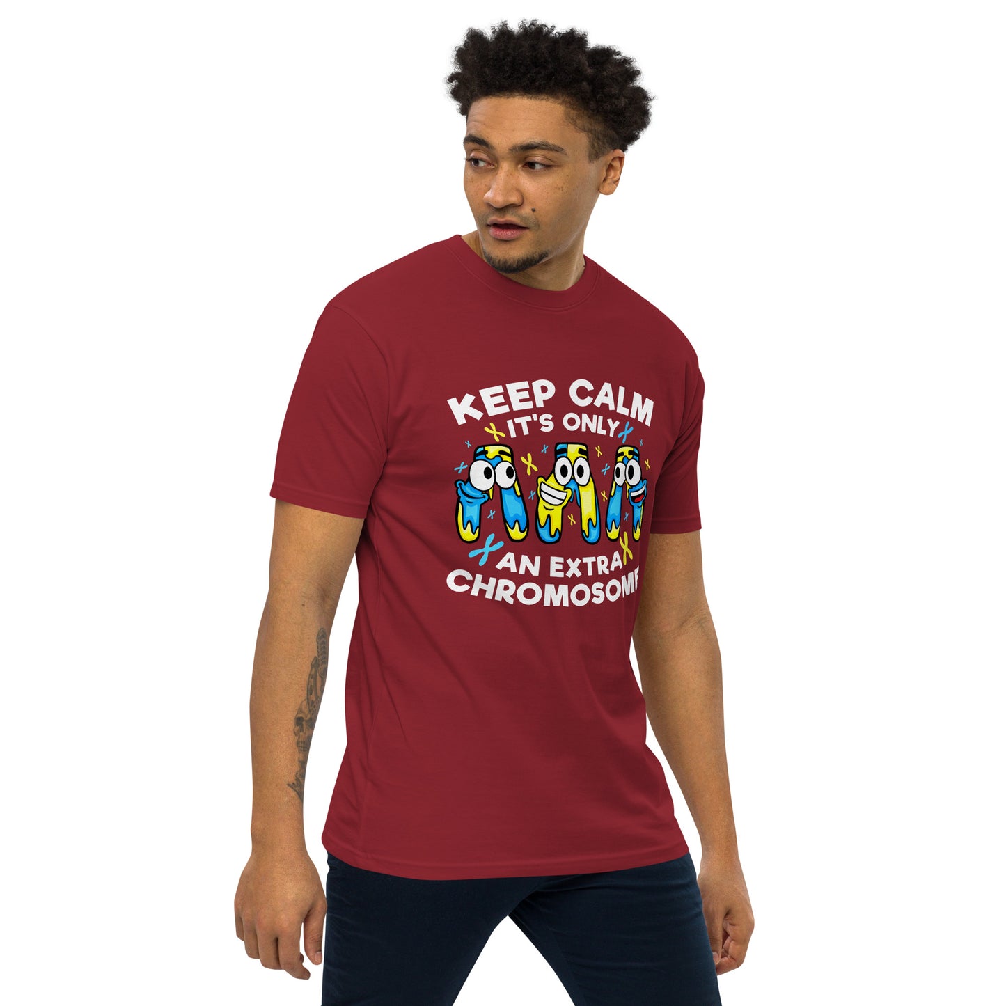 Keep Calm It's Only Extra Chromosome Men’s Premium Heavyweight Tee