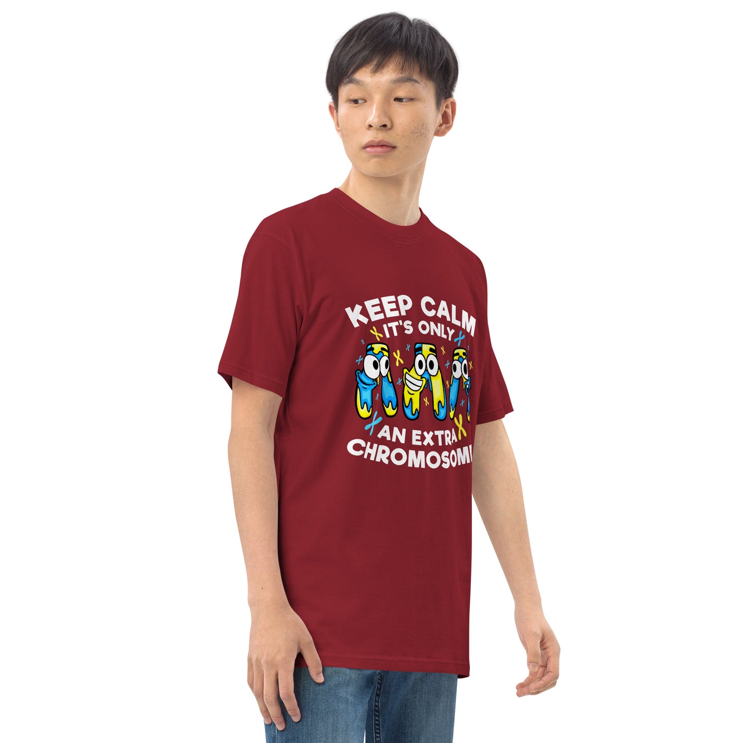 Keep Calm It's Only Extra Chromosome Men’s Premium Heavyweight Tee