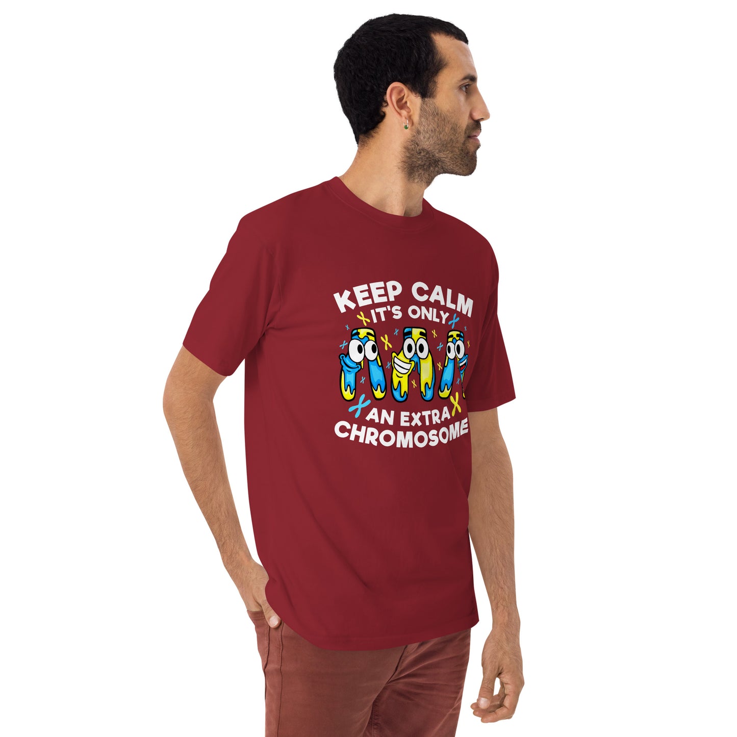 Keep Calm It's Only Extra Chromosome Men’s Premium Heavyweight Tee