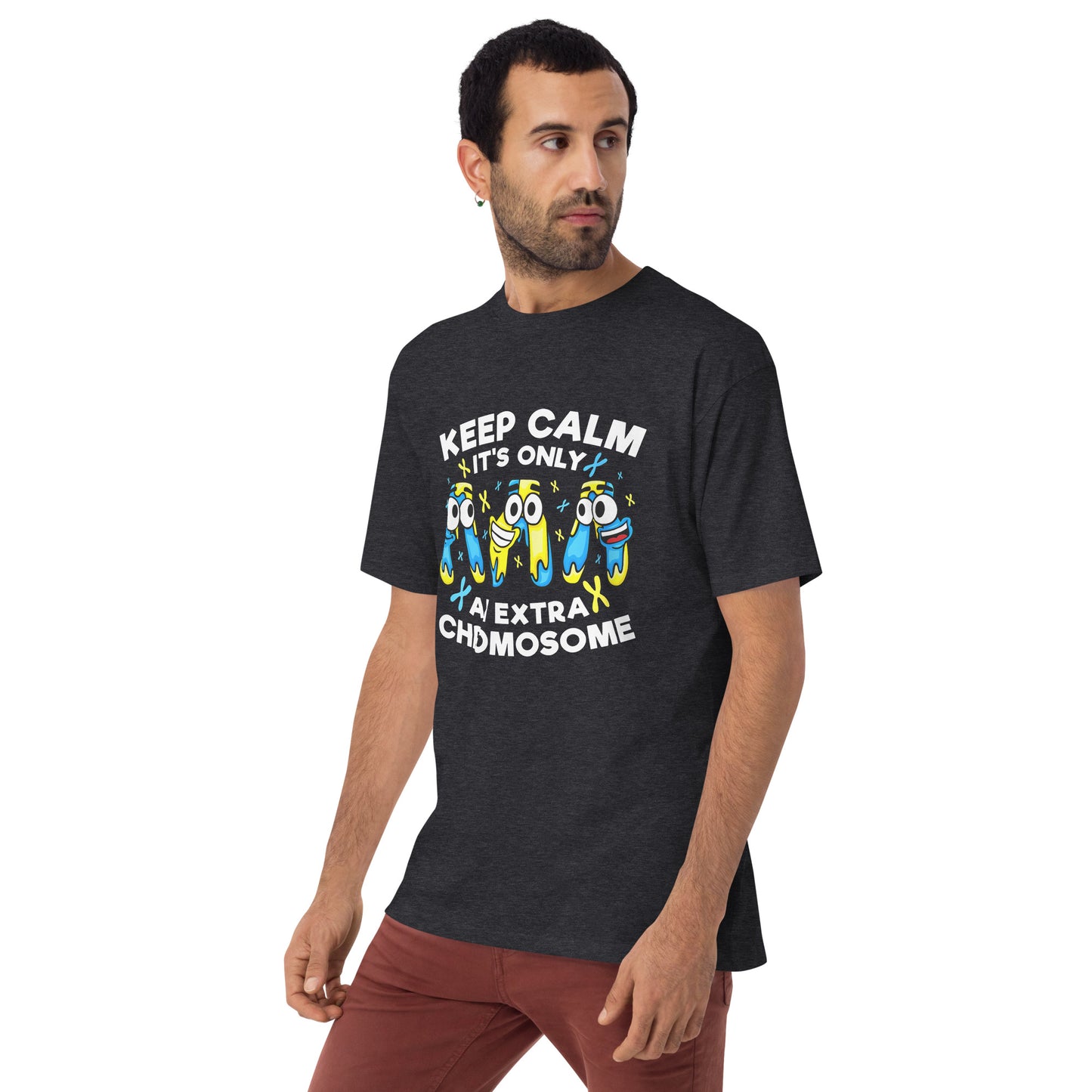 Keep Calm It's Only Extra Chromosome Men’s Premium Heavyweight Tee