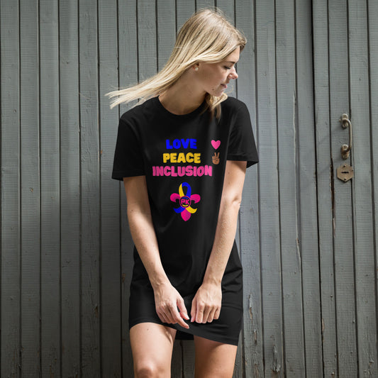 Love Peace Inclusion Organic T-Shirt Dress