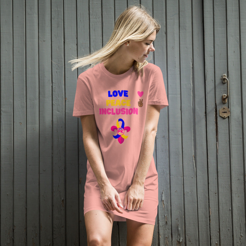 Love Peace Inclusion Organic T-Shirt Dress