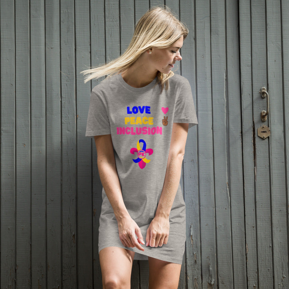 Love Peace Inclusion Organic T-Shirt Dress