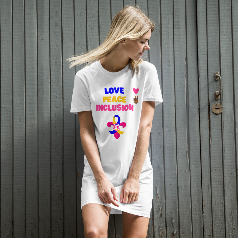 Love Peace Inclusion Organic T-Shirt Dress