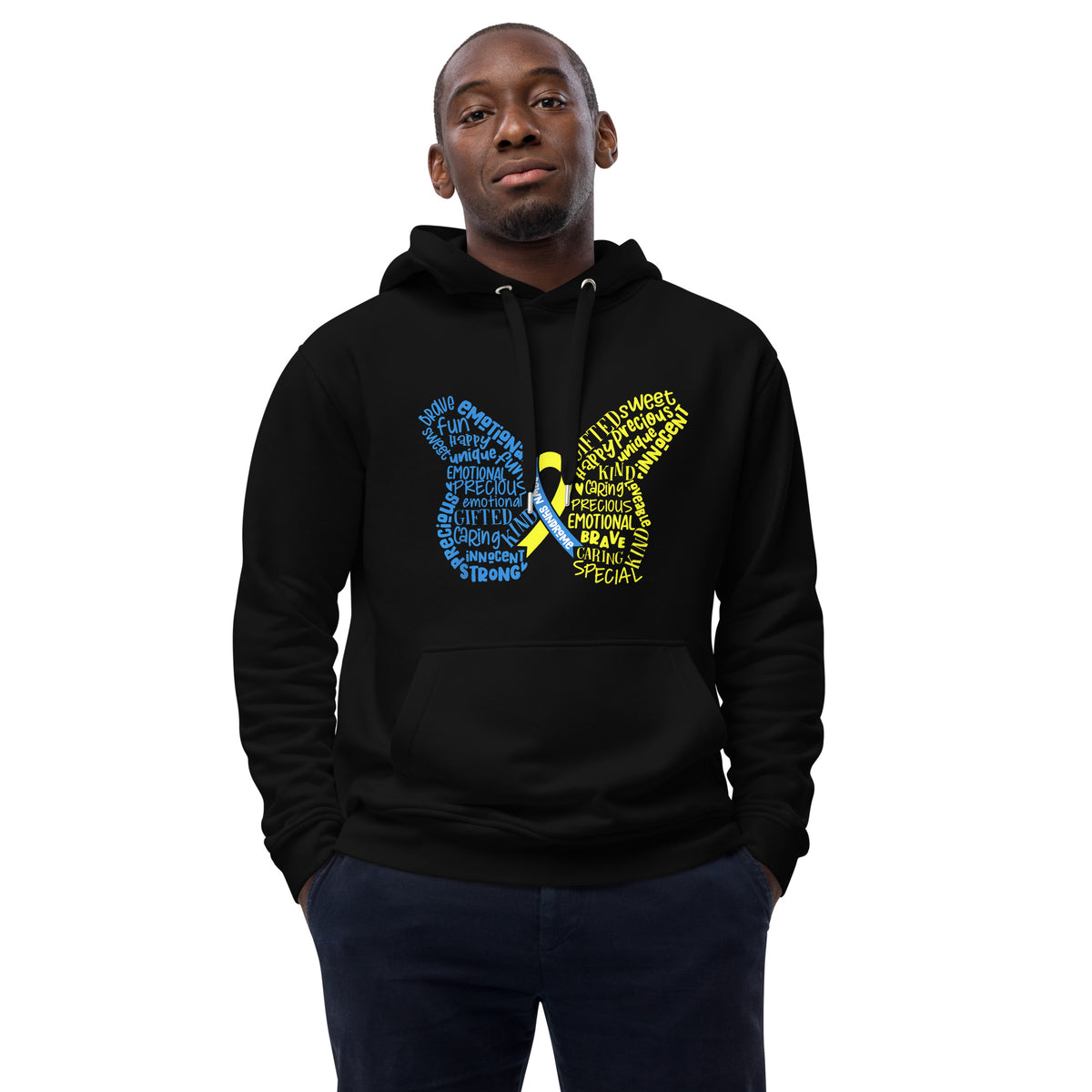 Down Syndrome Awareness Month Butterfly Premium Eco Hoodie