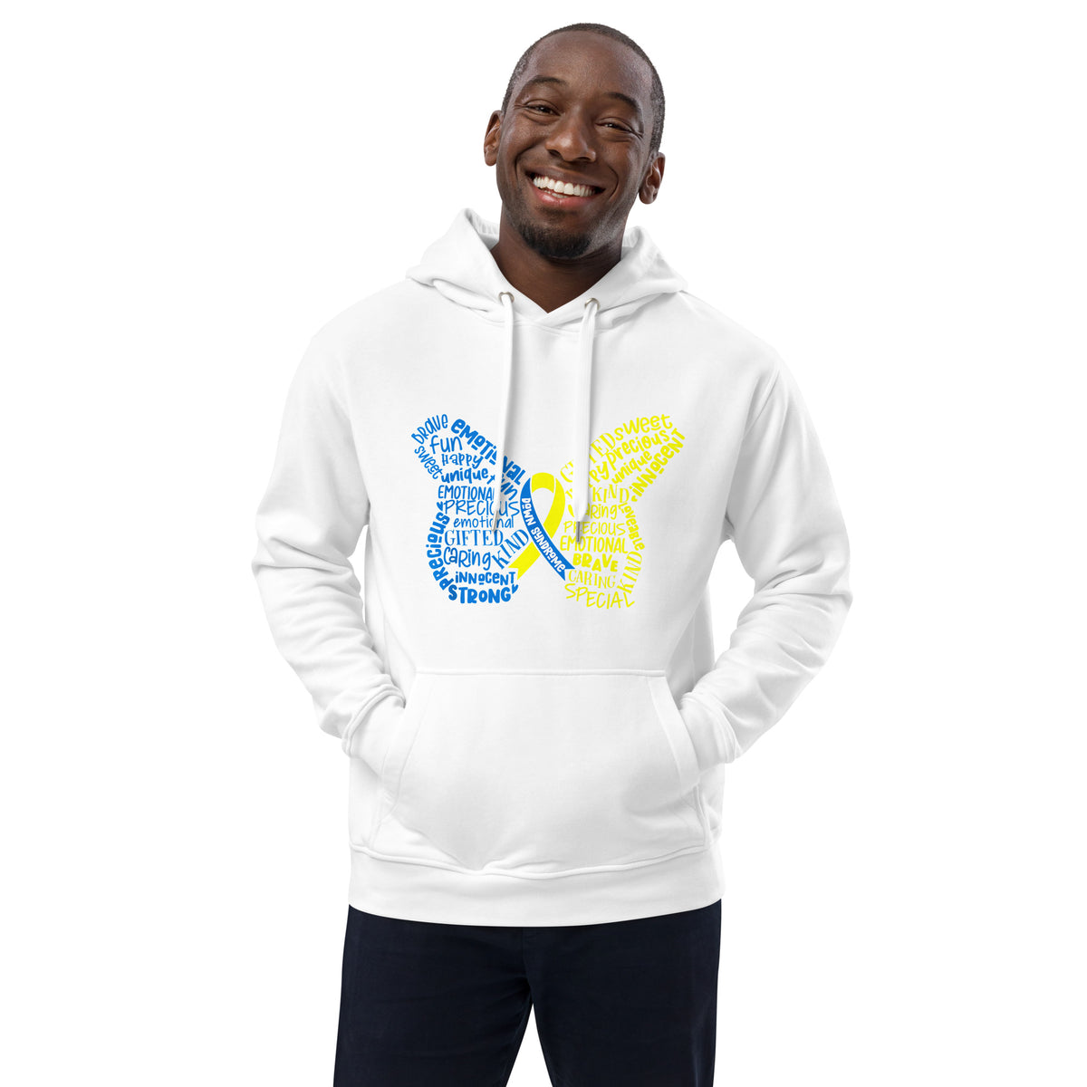 Down Syndrome Awareness Month Butterfly Premium Eco Hoodie