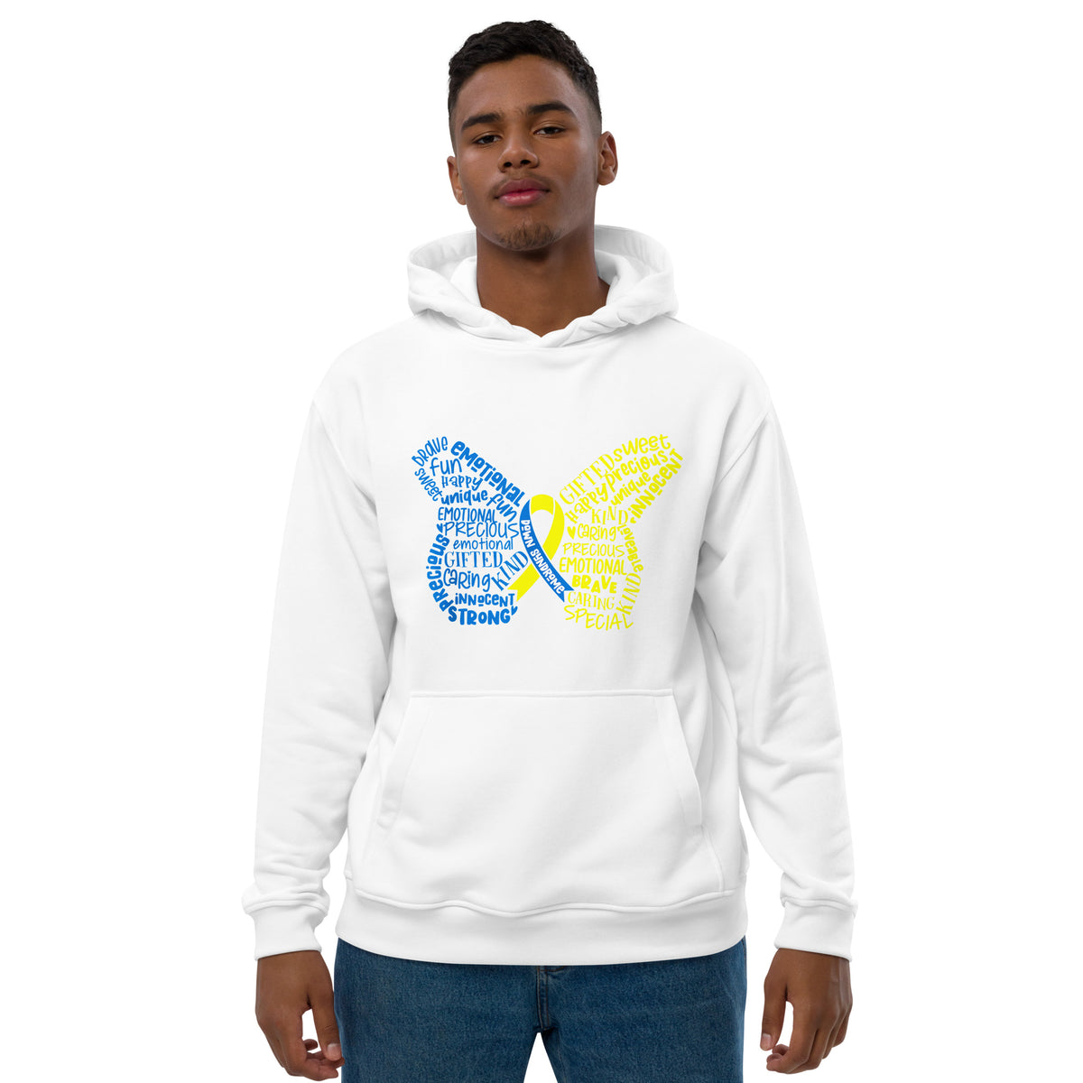 Down Syndrome Awareness Month Butterfly Premium Eco Hoodie
