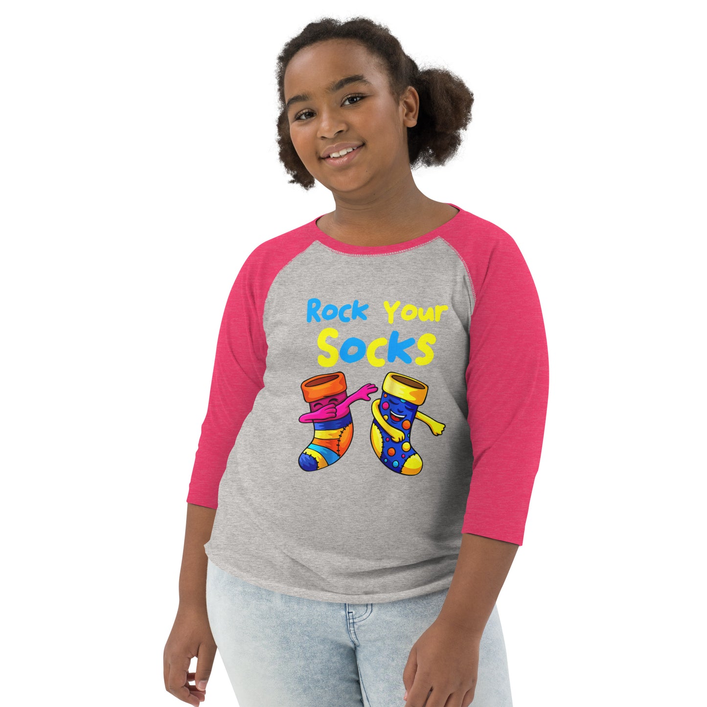 Rock Your Socks Youth Baseball Shirt (Unisex)