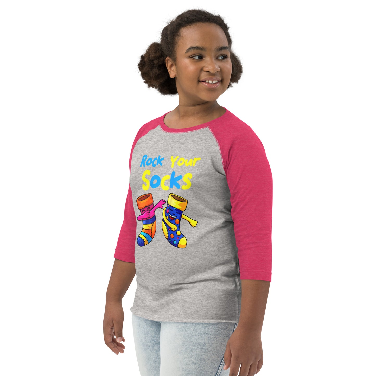 Rock Your Socks Youth Baseball Shirt (Unisex)