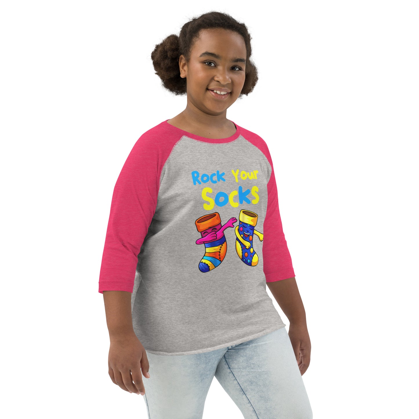 Rock Your Socks Youth Baseball Shirt (Unisex)